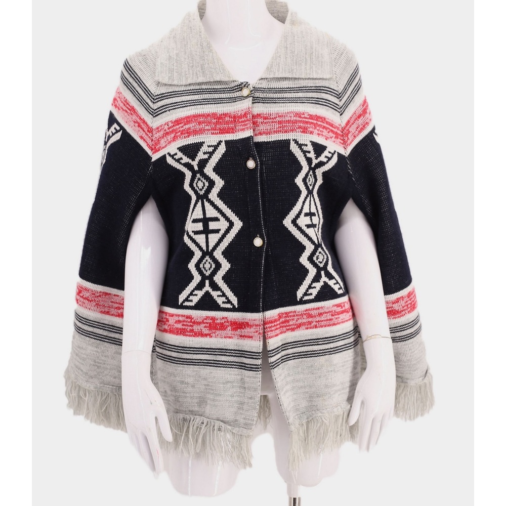 1970’s Print Knit Poncho Cape